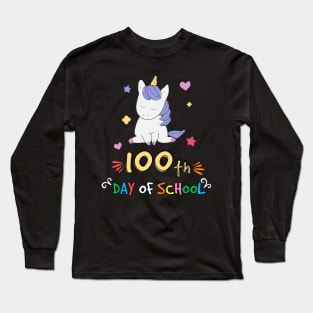 Adorable 100 Days of School Shirt Unicorn Girls Costume Gift Long Sleeve T-Shirt